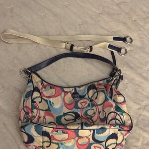 Coach Multicolor Shoulder Bag with Blue Accents